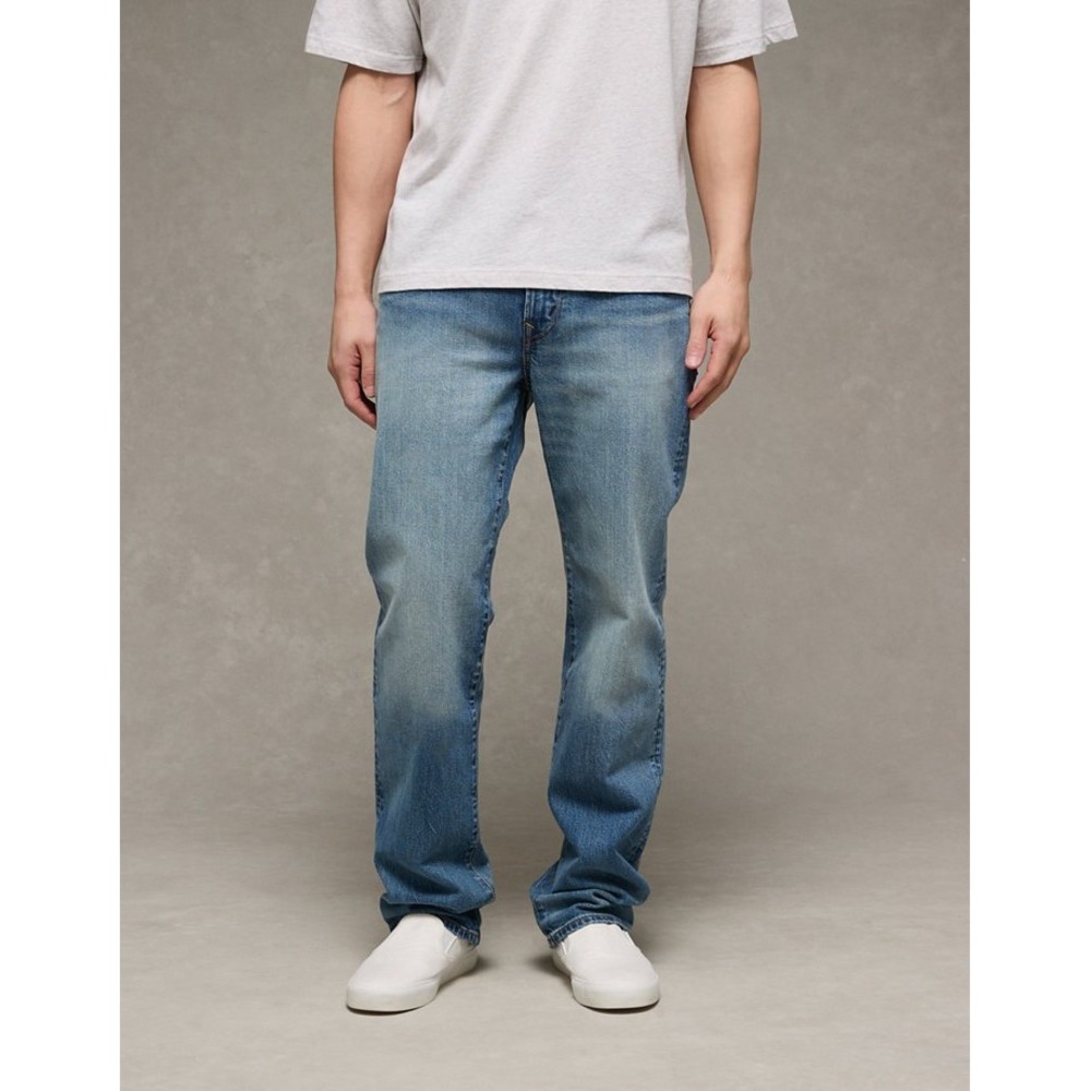 American Eagle Jeans Mens 38x32 Airflex+ Relaxed Straight Medium Wash Stretch